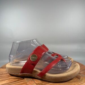 Aetrex Izzy Womens Red Leather Comfort Sandals Flip Flops Thong Sz US 7.5-8